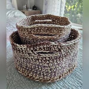 Hand Crafted Yarn Basket "Set"